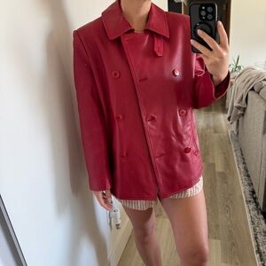 Ralph Lauren Red Leather Coat